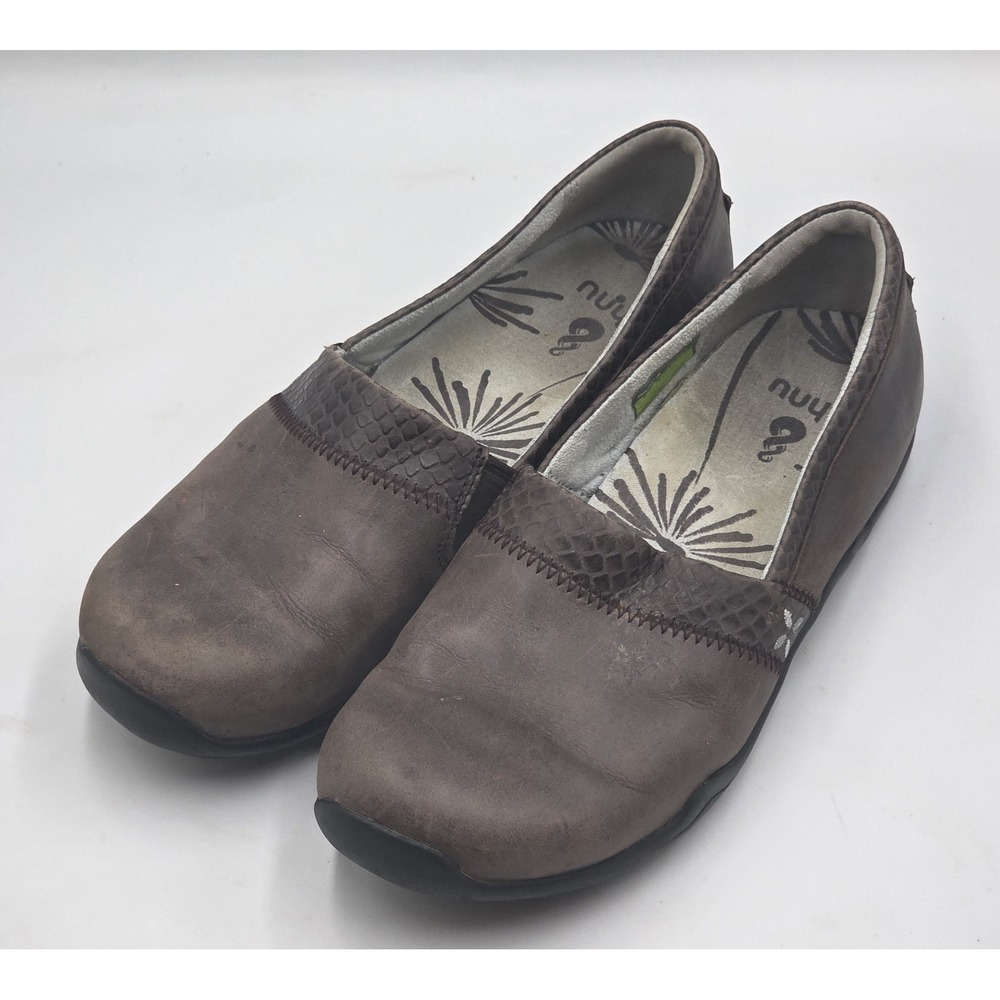 Ahnu Women's 'Jackie Pro' Reptile Embossed Brown Leather Slip-On Loafers Size 8 - Picture 2 of 12